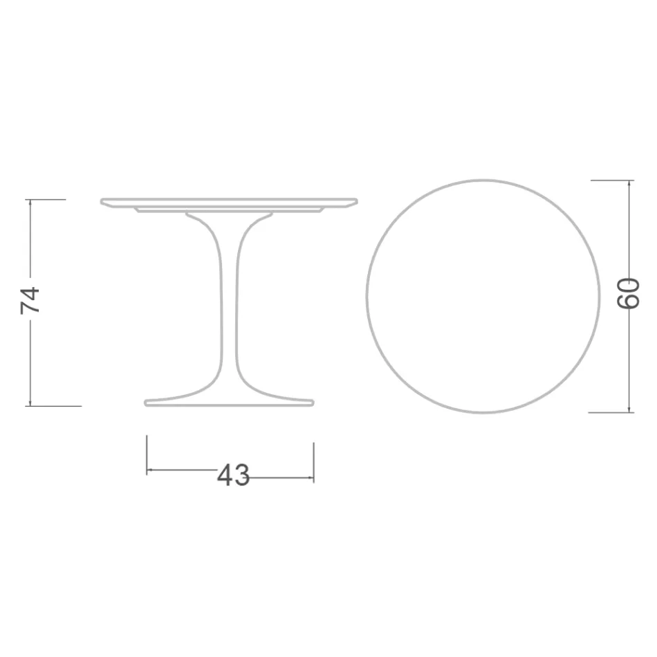 Tavolinë tulipani Saarinen H 73 Statuario Altissimo e rrumbullakët qeramike Made in Italy - Scarlet Viadurini