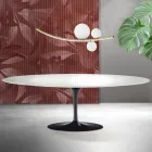 Tavolinë Saarinen Tulip H 74 cm e Zgjerueshme në Qeramikë Florim të Bardhë - Scarlet Viadurini
