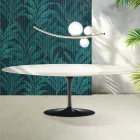Tavolinë Saarinen Tulip H 74 cm e Zgjerueshme në Florim Calacatta Qeramikë me Shkëlqim të Artë - të Kuqe të ndezur Viadurini