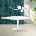 Tavolinë Saarinen Tulip H 74 cm e Zgjerueshme në Florim Calacatta Qeramikë me Shkëlqim të Artë - të Kuqe të ndezur Viadurini
