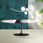 Tavolinë Saarinen Tulip L 74 cm e Zgjerueshme në Qeramikë me Shkëlqim Florim Statuario - Scarlet Viadurini