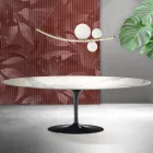 Tavolinë Saarinen Tulip L 74 cm e Zgjerueshme në Florim Statuario Qeramikë Mat - Ngjyrë e Kuqe Viadurini
