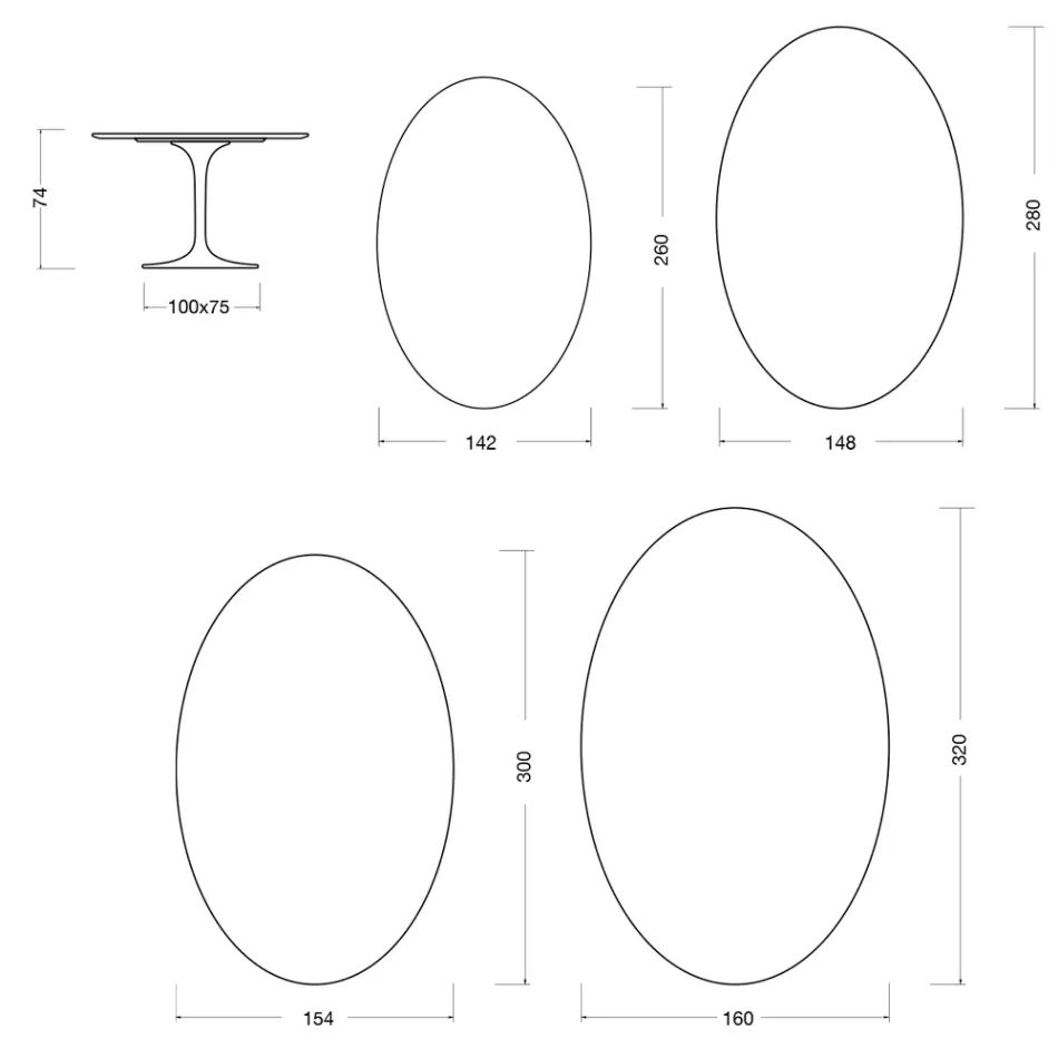 Tavolina Tulip Saarinen H 74 cm ne Florim Statuario Lucido qeramike - Scarlet Viadurini