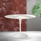 Tavolinë Saarinen Tulip H 74 cm në Matt Florim Statuario Ceramica - Scarlet Viadurini