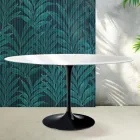 Tavolinë Saarinen Tulip H 74 cm e rrumbullakët në ngjyrë qeramike Florim të bardhë me shkëlqim - të kuqe të ndezur Viadurini