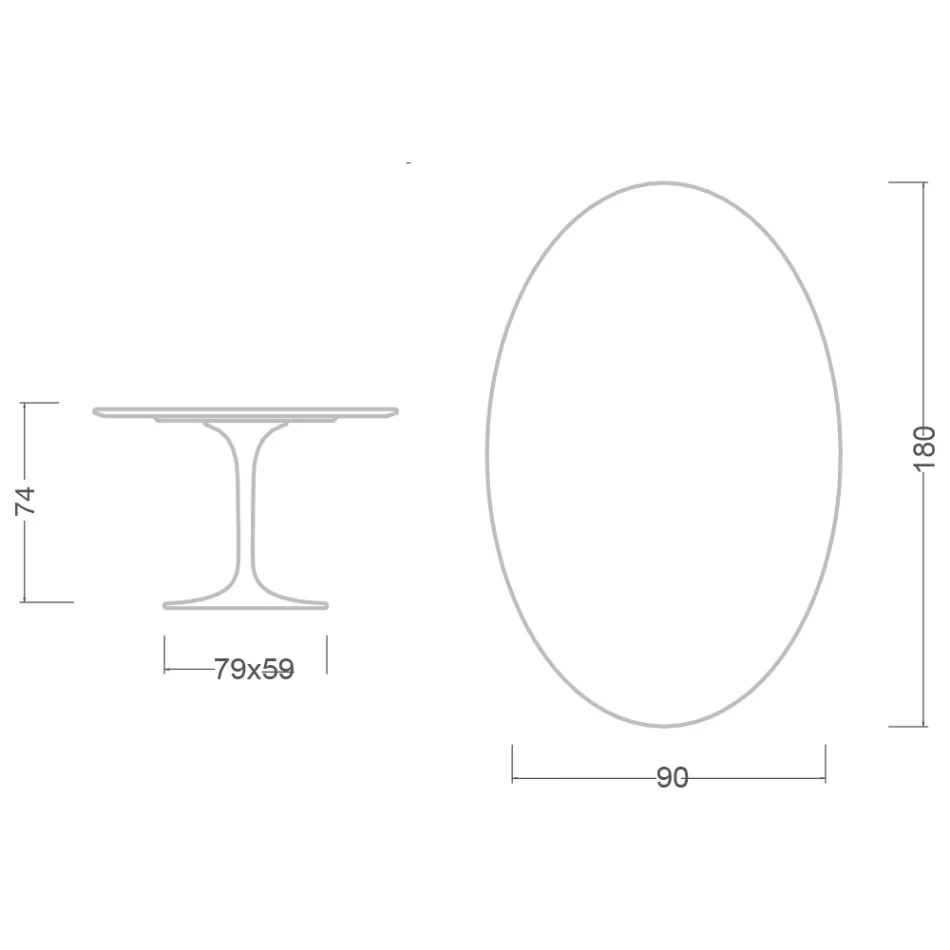 Tavolinë Tulipani Saarinen H 74 Ovale në Mermer Carrara Statuarietto Prodhuar në Itali - Scarlet Viadurini