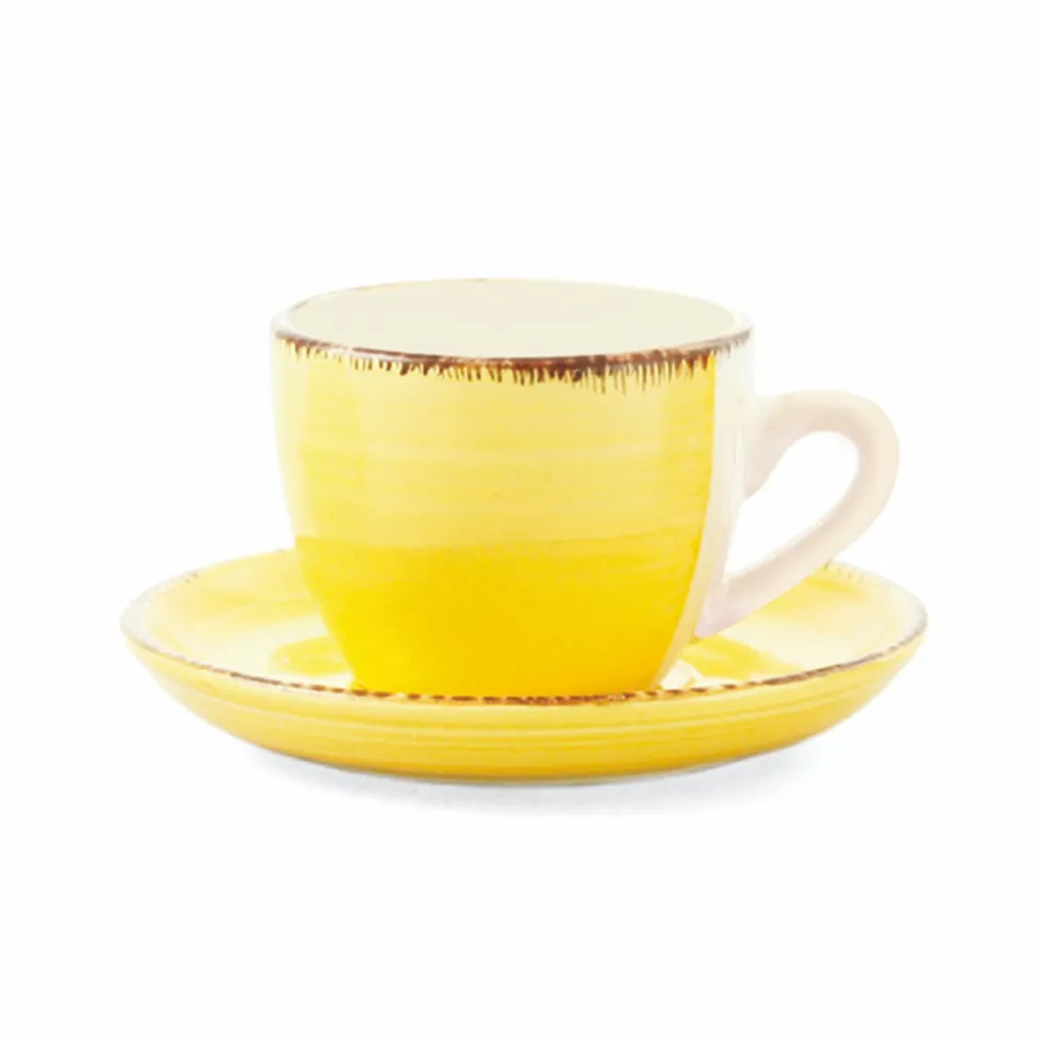 Filxhanë kafeje me tenxhere në enë guri me ngjyra të lyera me dorë 12 copë - Abruzzo Viadurini