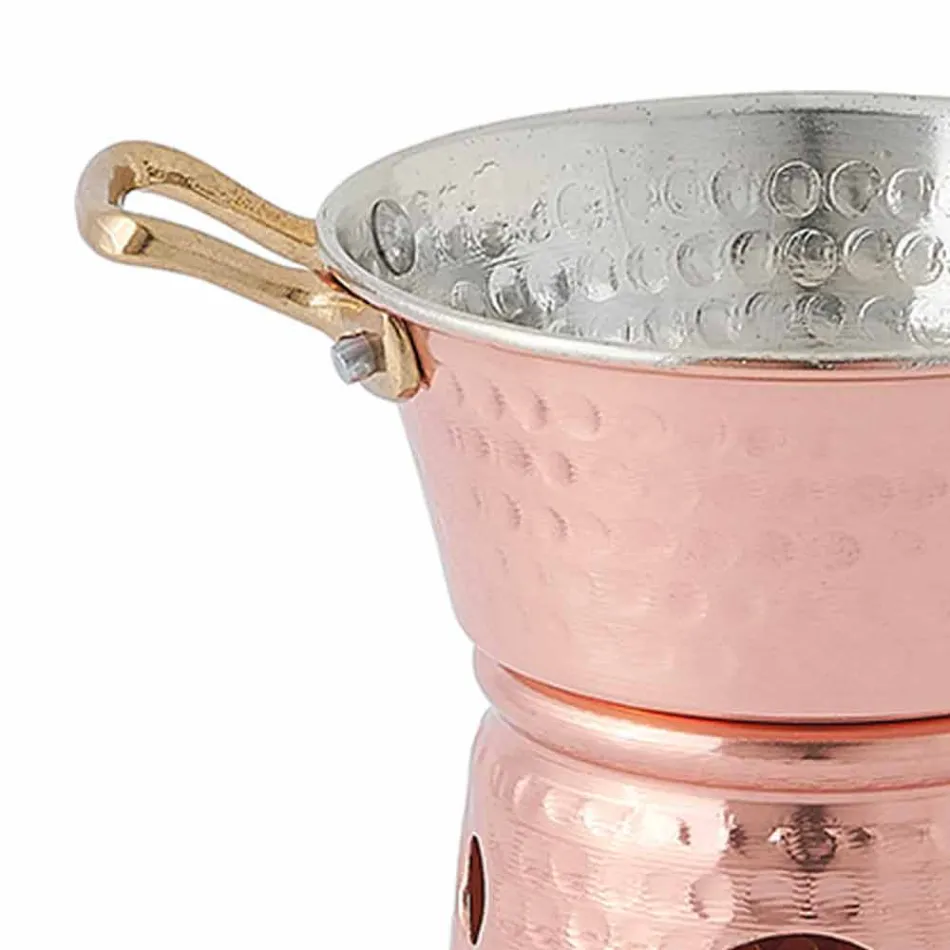 Tava e salcës së bakrit të konservuar me doreza dhe bazament 14 cm - Gianmatteo Viadurini