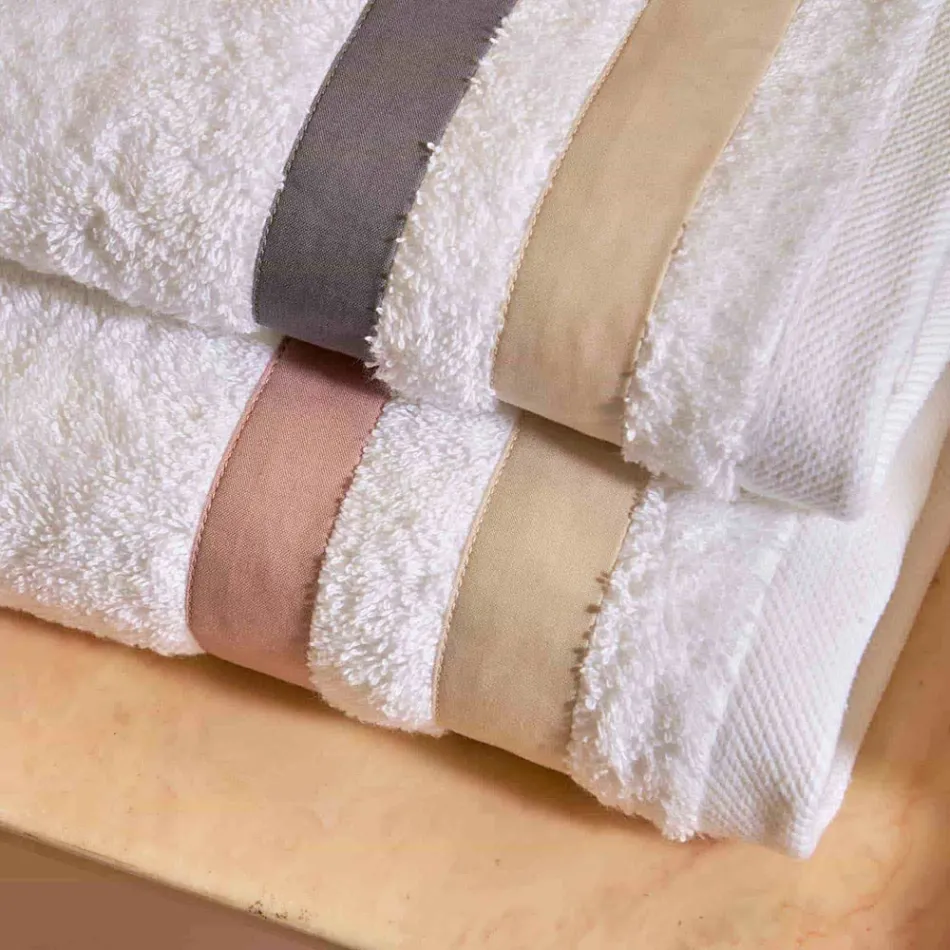 Peshqir dushi pambuku Terry me tufë të dyfishtë në percale pambuku - Serenity Viadurini