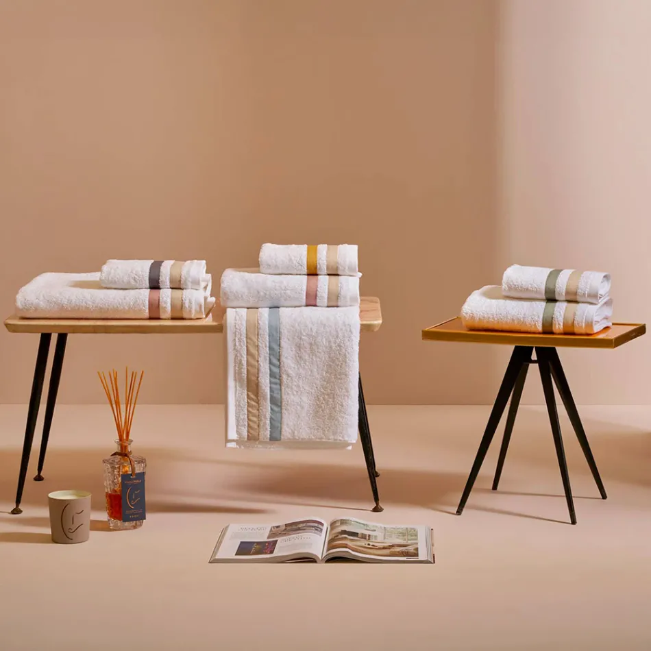 Peshqir dushi pambuku Terry me tufë të dyfishtë në percale pambuku - Serenity Viadurini