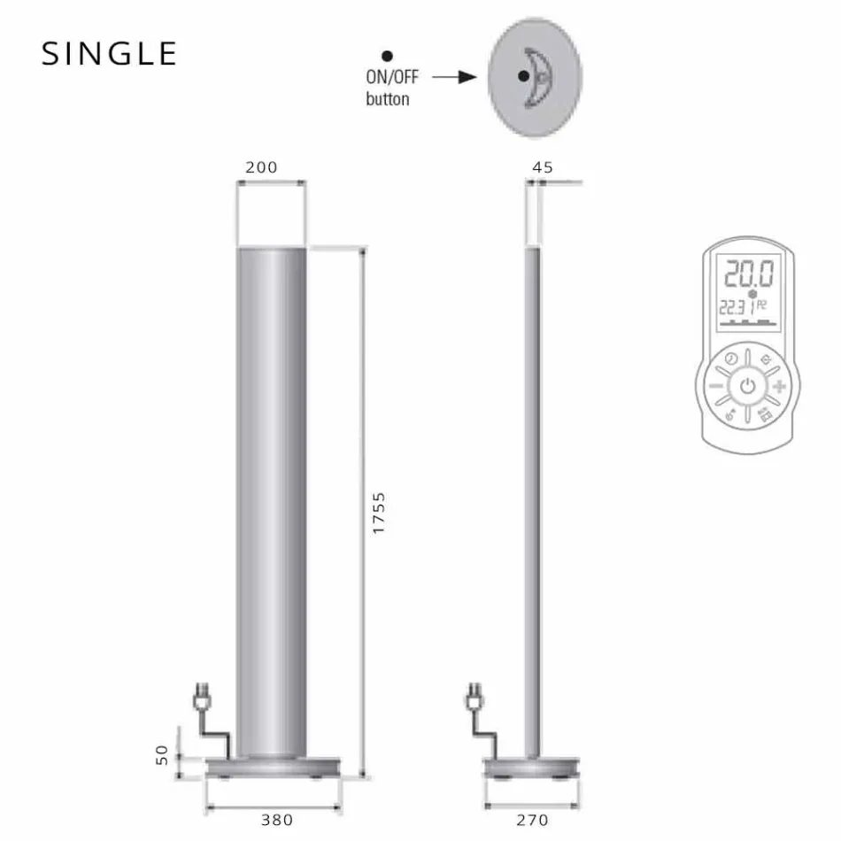 Radiator elektrik i dyshemesë me dizajn të vetëm ose të dyfishtë të udhëhequr në 500 W - Stilus Viadurini