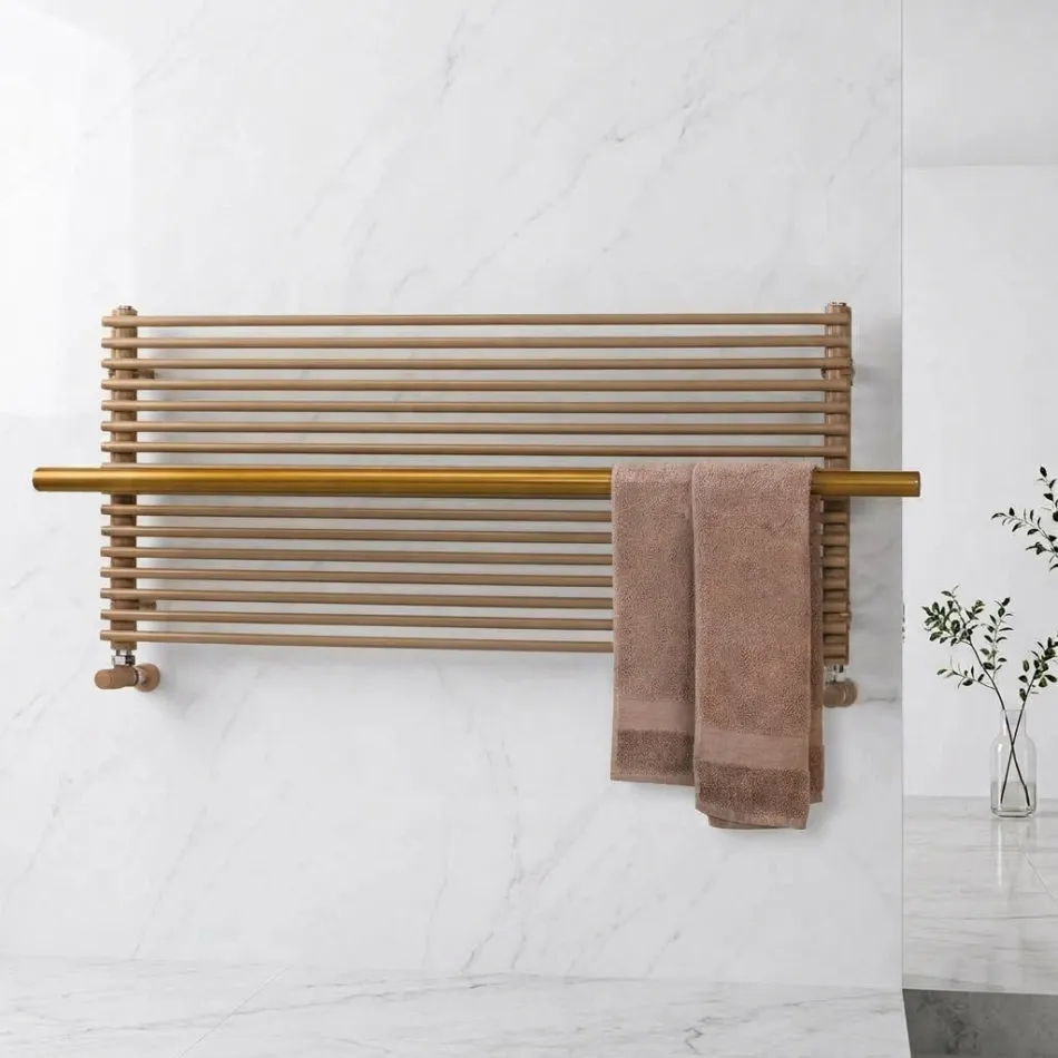 Radiator prej çeliku karboni të përzier ngjyrë bezhë, i prodhuar në Itali - Solaris Viadurini
