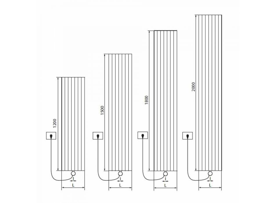 Projektimi i radiatorit elektrik të murit në alumin modern 1000 W - 100 Linja Viadurini