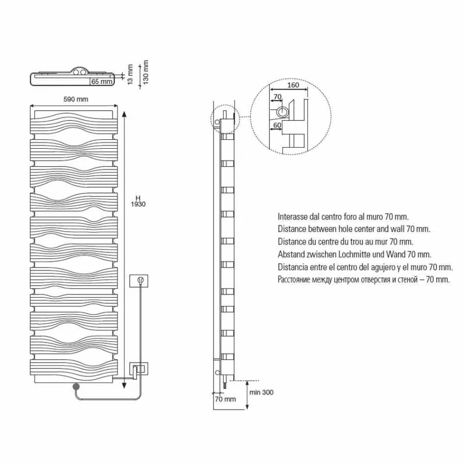 Projektoni Radiatorin Elektrik për Sallonin ose Banjën me shkëlqim 1000 W të Led Viadurini