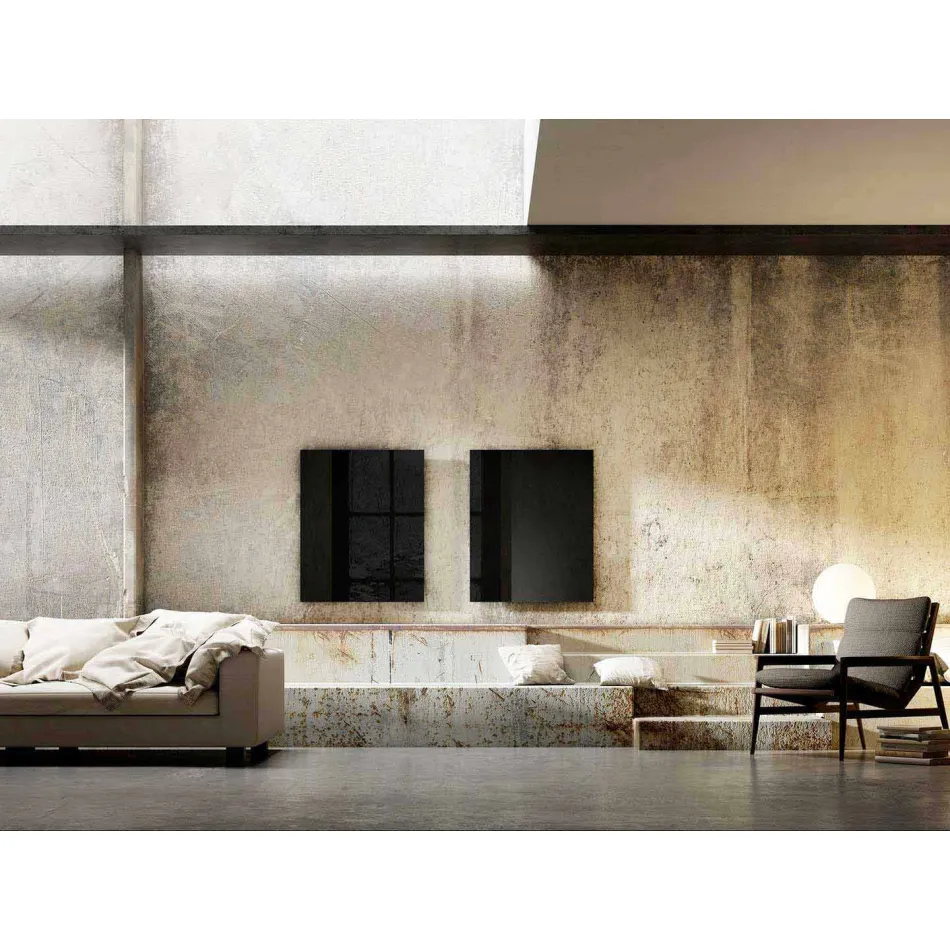 Radiator elektrik me dizajn infra të kuqe në xhami të zi të pastër Viadurini