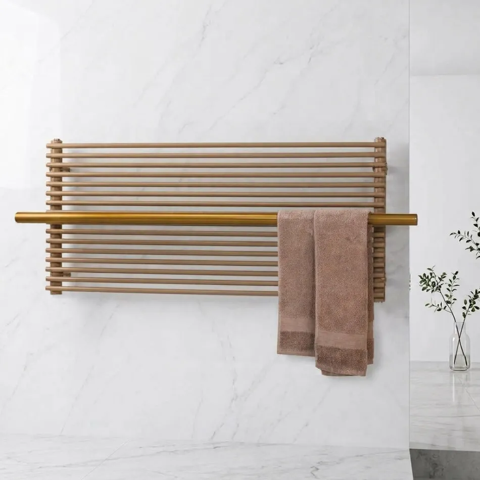 Radiator elektrik prej çeliku karboni ngjyrë bezhë, i prodhuar në Itali - Solaris Viadurini
