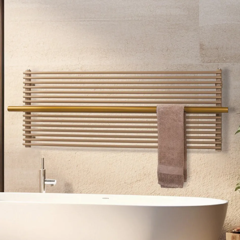 Radiator elektrik prej çeliku karboni ngjyrë bezhë, i prodhuar në Itali - Solaris Viadurini