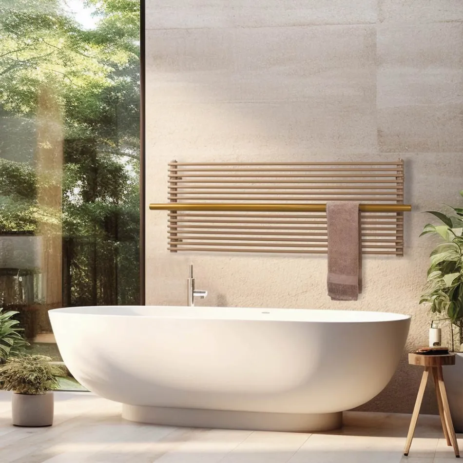 Radiator elektrik prej çeliku karboni ngjyrë bezhë, i prodhuar në Itali - Solaris Viadurini