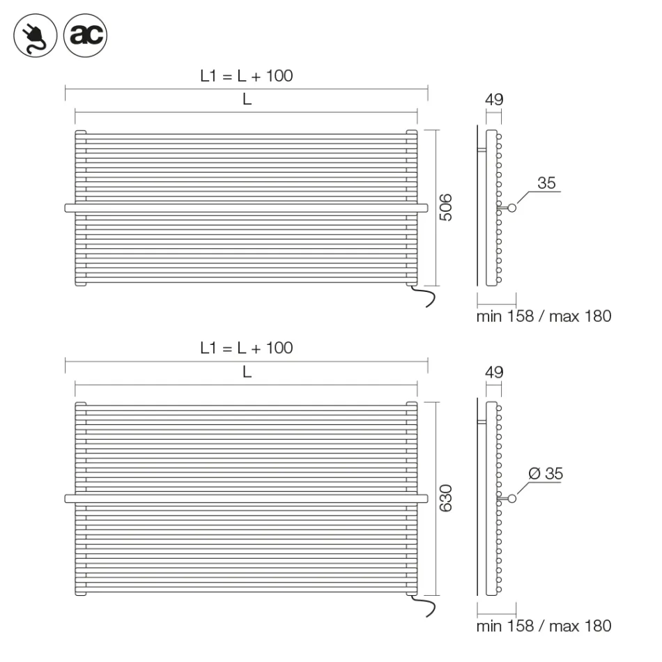 Radiator elektrik prej çeliku karboni ngjyrë bezhë, i prodhuar në Itali - Solaris Viadurini