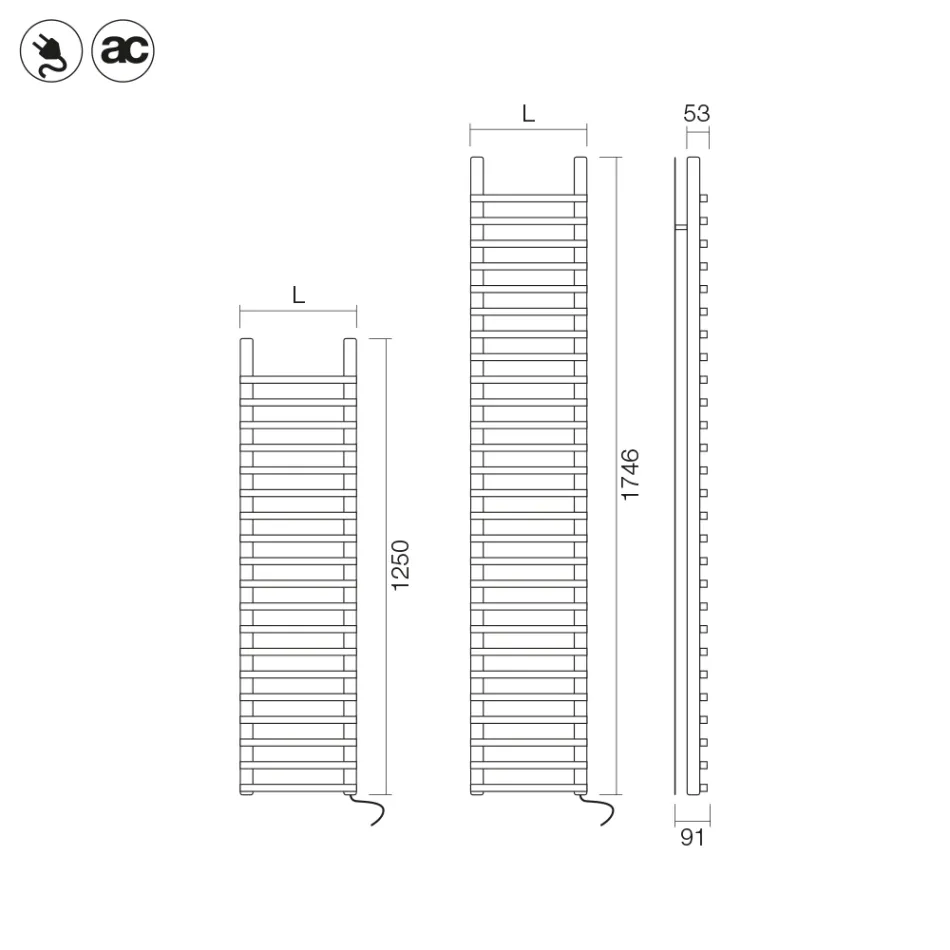 Radiator elektrik Ignis me ngjyrë kafe dhe bakri prej çeliku karboni, i prodhuar në Itali Viadurini