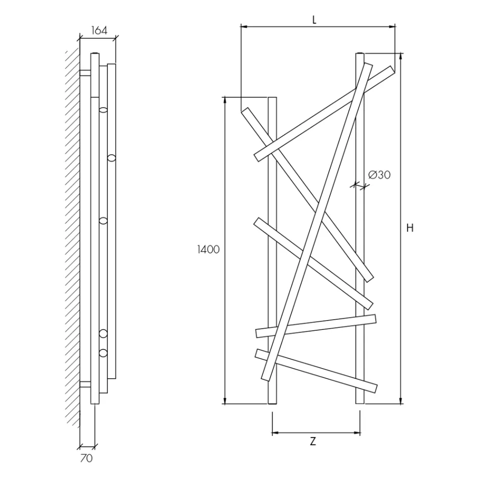 Radiator elektrik çeliku me tuba me seksion të rrumbullakët Prodhuar në Itali - Rastësisht Viadurini