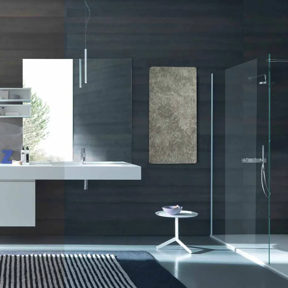 Radiator elektrik me temperaturë qelqi me përfundim guri Jonny Viadurini