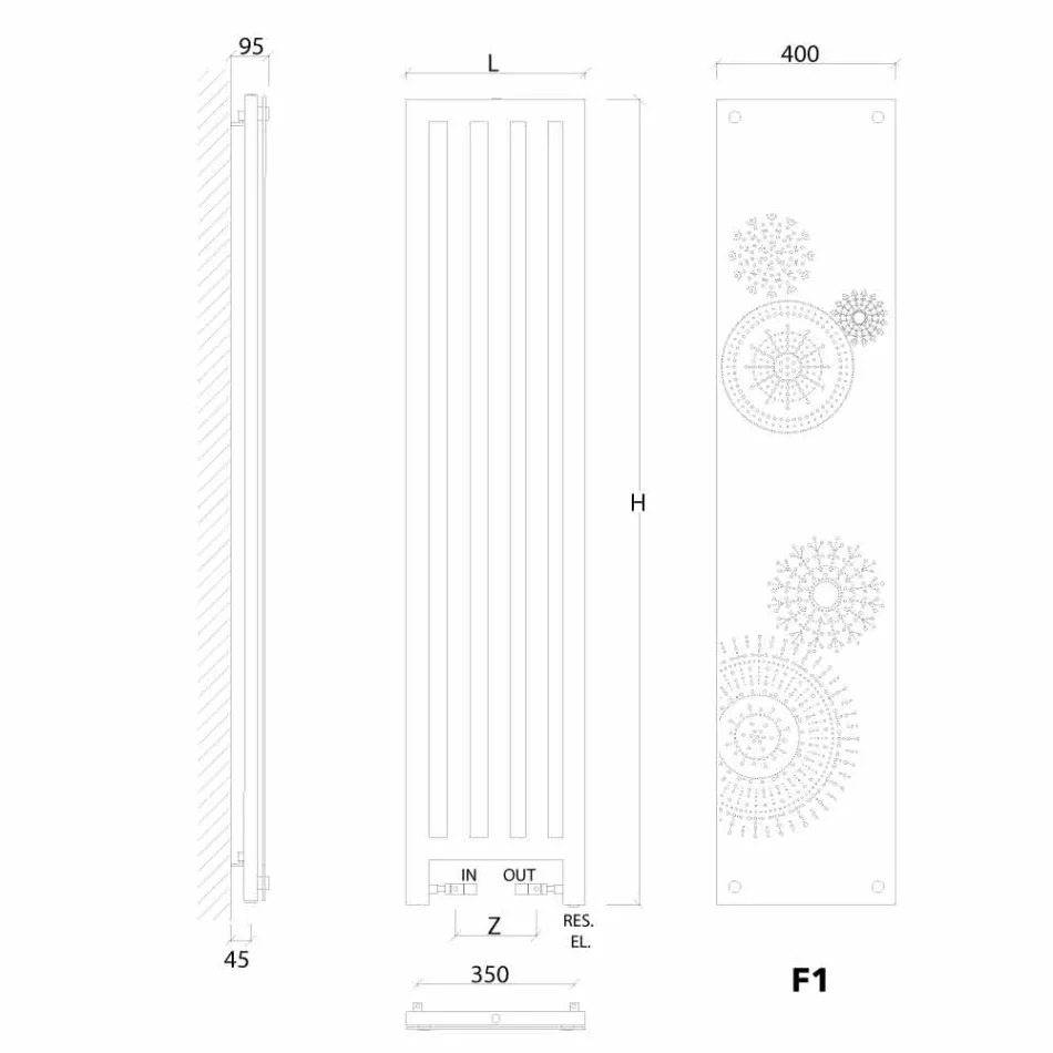 Dizajn vertikal termik elektrik me mbulesë të projektimit Scirocco H New Dress Viadurini