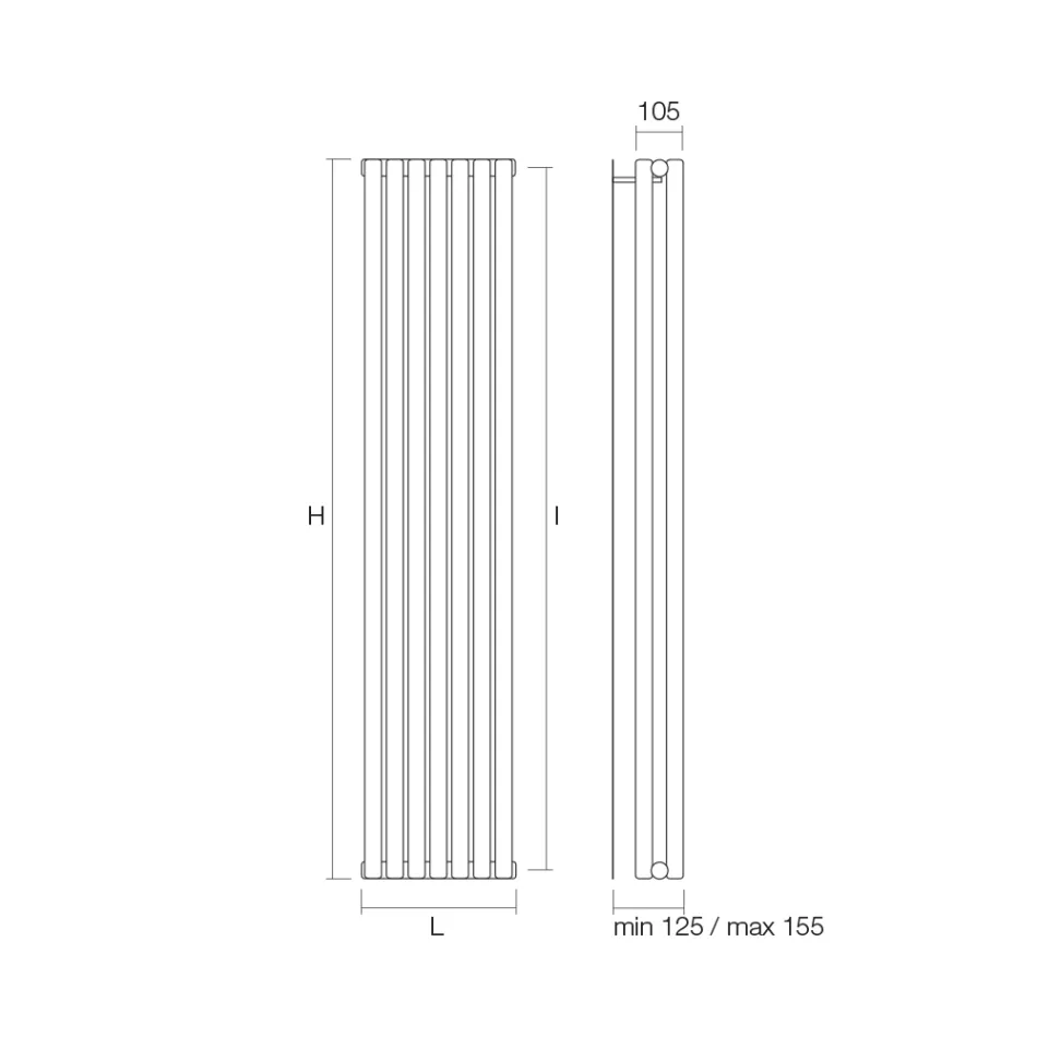 Radiator hidraulik me kolektor horizontal dhe tuba vertikal - Colomba Viadurini
