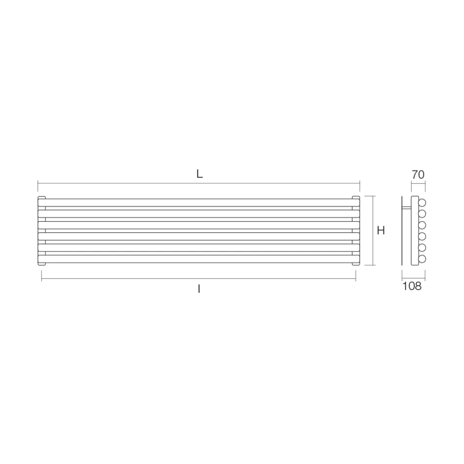 Radiator hidraulik me kolektor vertikal dhe tuba horizontal - Kompozuar Viadurini