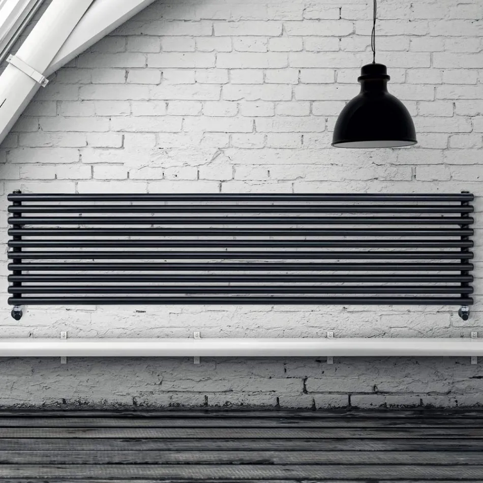 Radiator hidraulik me kolektor vertikal dhe tuba horizontal - Kompozuar Viadurini