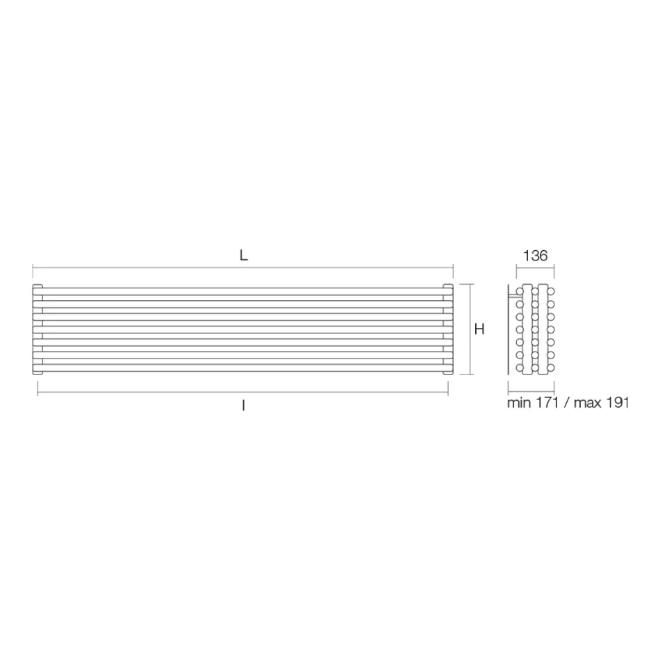 Radiator hidraulik me seri trefishe elementesh horizontale Prodhuar ne Itali - Caramella Viadurini