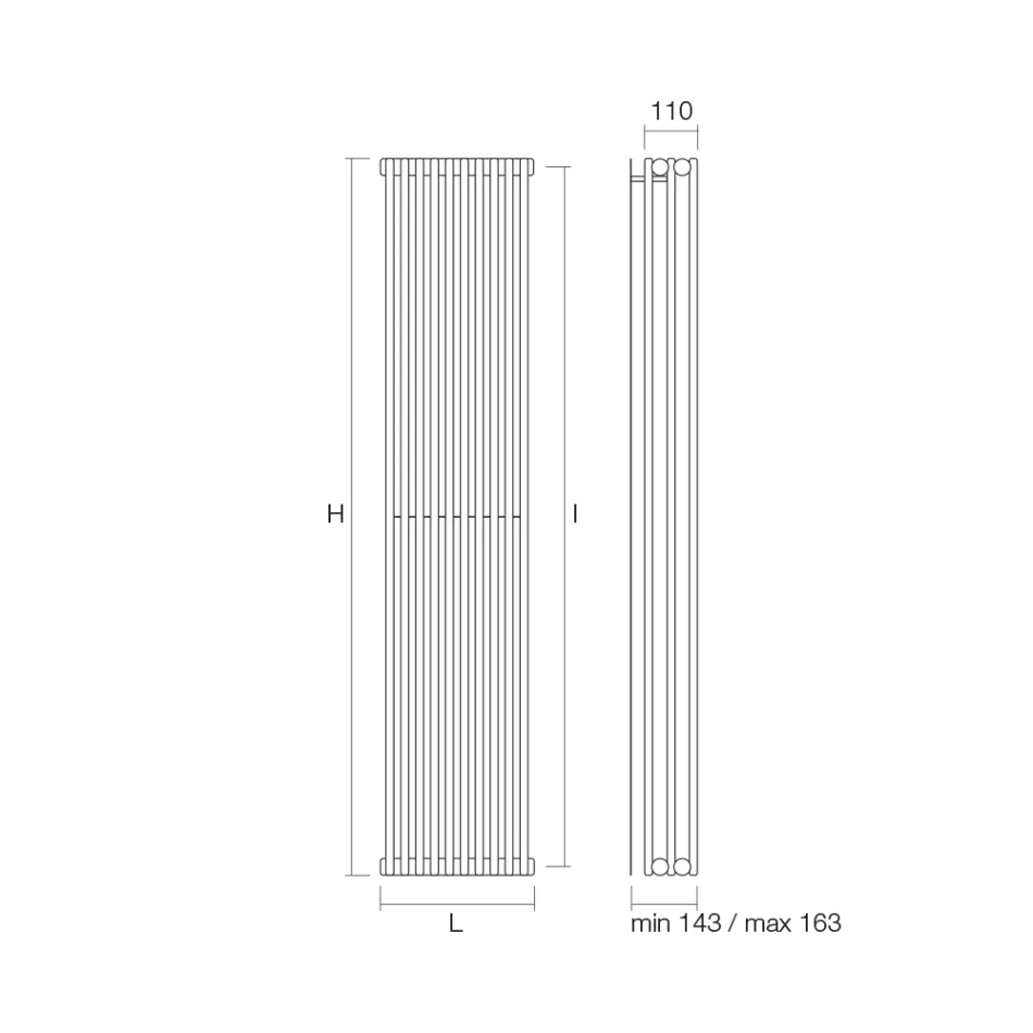 Radiator hidraulik me seri trefishe elementesh vertikale Prodhuar ne Itali - Cenci Viadurini