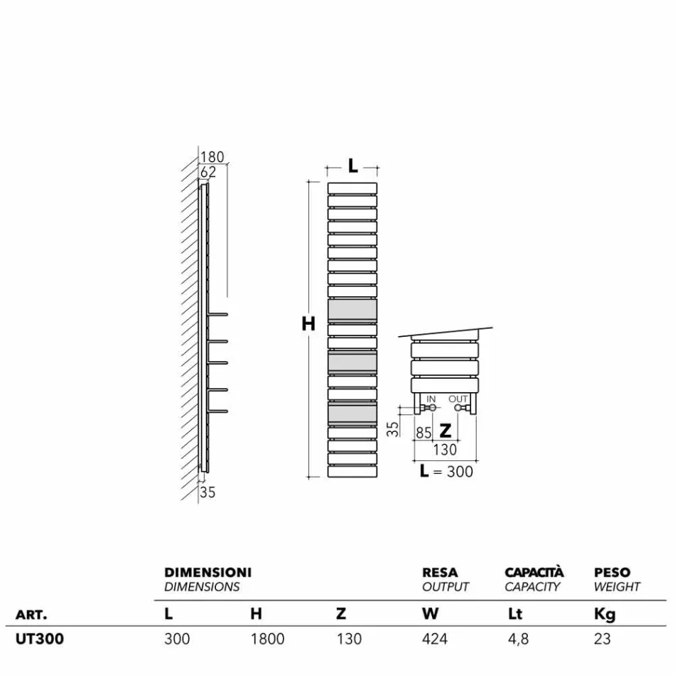 Ngrohje hidraulike prej çeliku, rafte lisi, Shërbim Scirocco H Viadurini