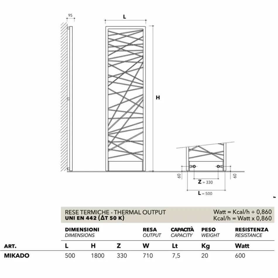 Thermocouple çeliku hidraulik, stil metropolitik Mikado Scirocco H Viadurini