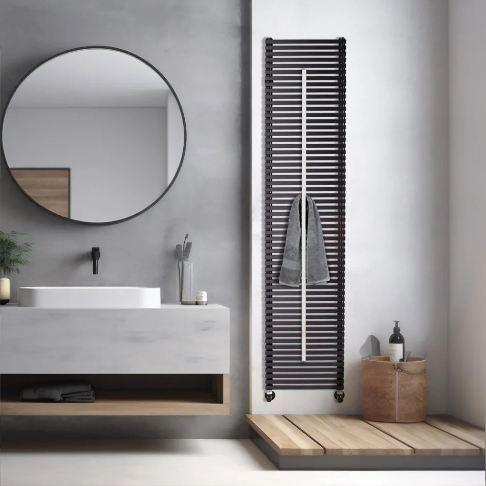 Radiator i përzier Lux me shinë çeliku për peshqir, i prodhuar në Itali Viadurini