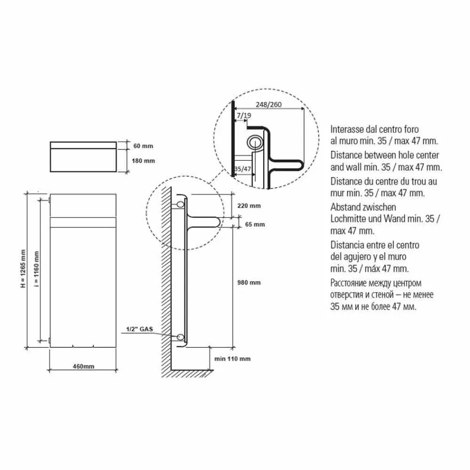 Radiator peshqir raft Projektimi vertikal hidraulik deri në 719 watts - Rebel Viadurini