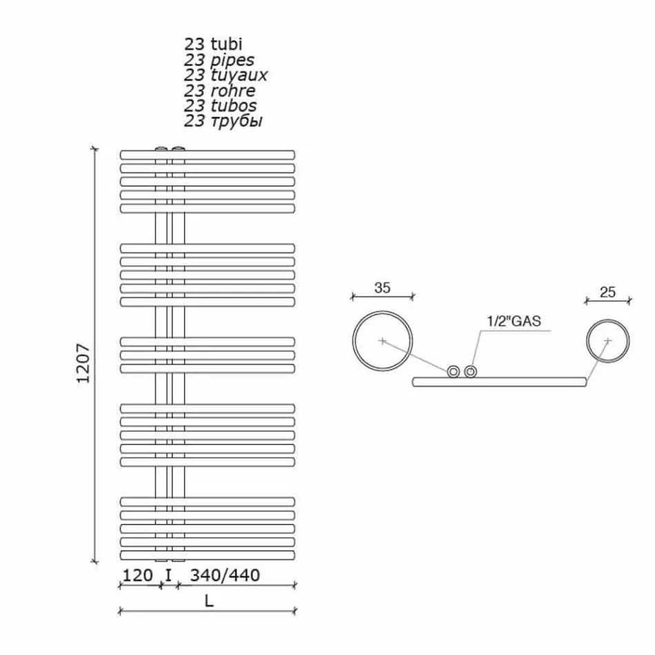 Me ngrohje për peshqir të montuar në mur me dizajn modern deri në 690 W - Pallua Viadurini