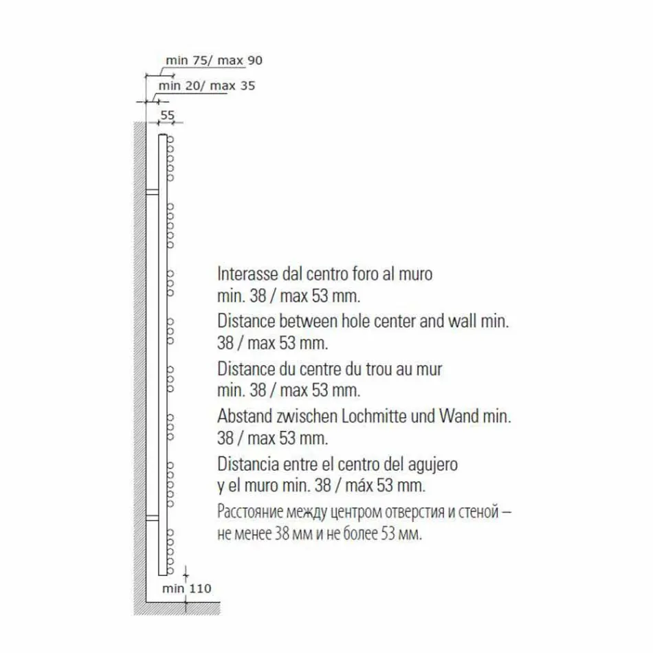 Ngrohësi i peshqirëve të kromit të radiatorit në projektin hidraulik të çelikut 483 W - Pavone Viadurini