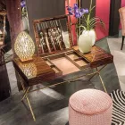 Tavolinë moderne e veshjes me majën e çeljes në dru me lesh prej leshi të lulëzuar Ada 3 Viadurini