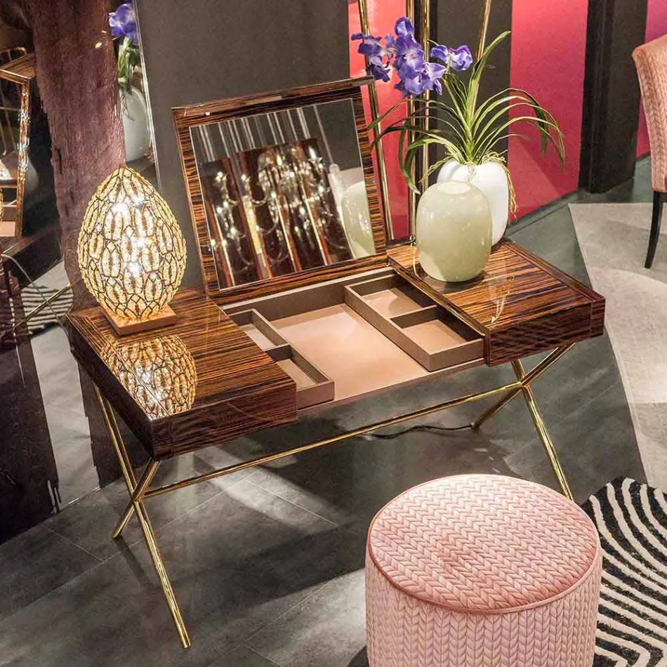 Tavolinë moderne e veshjes me majën e çeljes në dru me lesh prej leshi të lulëzuar Ada 3 Viadurini