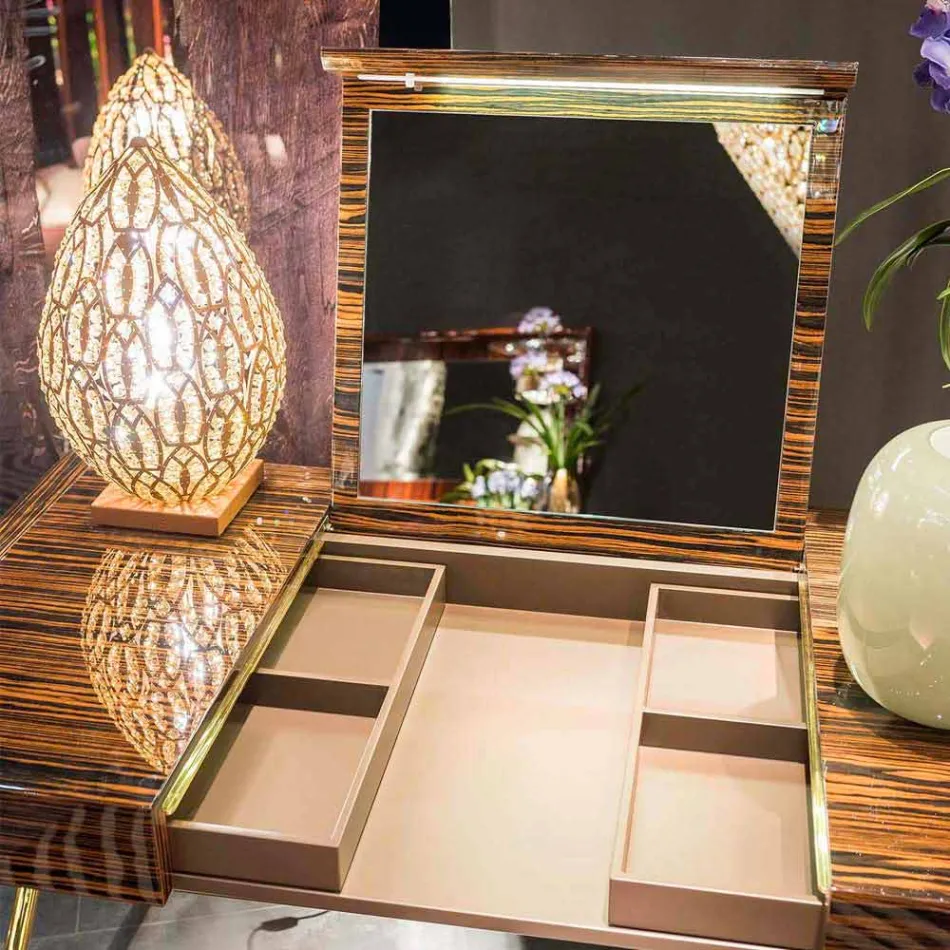 Tavolinë moderne e veshjes me majën e çeljes në dru me lesh prej leshi të lulëzuar Ada 3 Viadurini