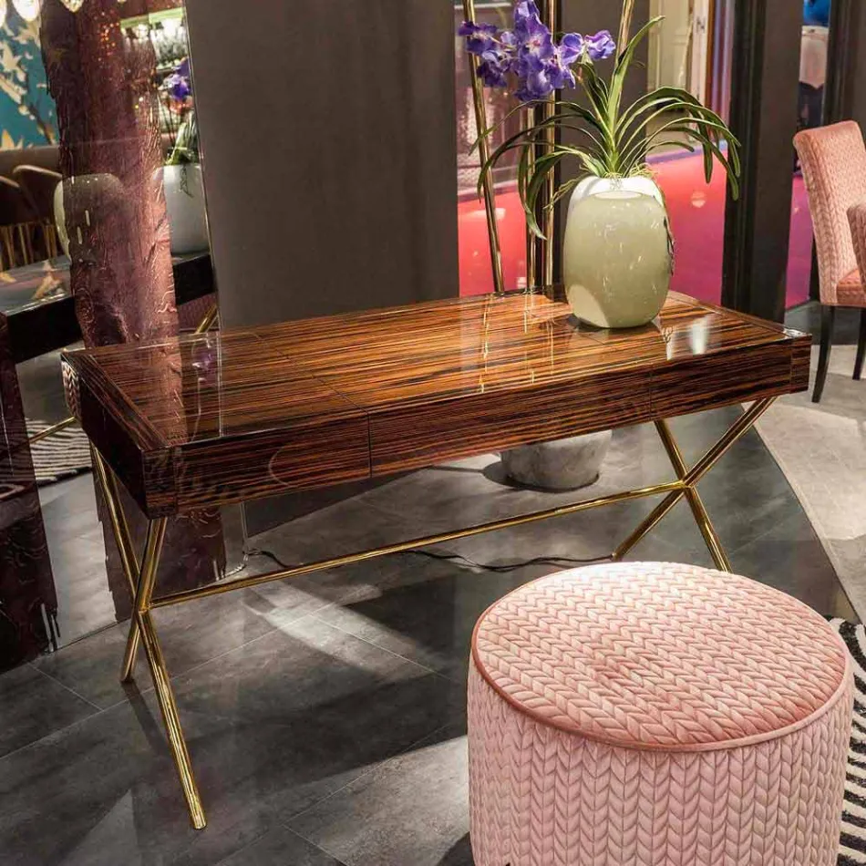 Tavolinë moderne e veshjes me majën e çeljes në dru me lesh prej leshi të lulëzuar Ada 3 Viadurini