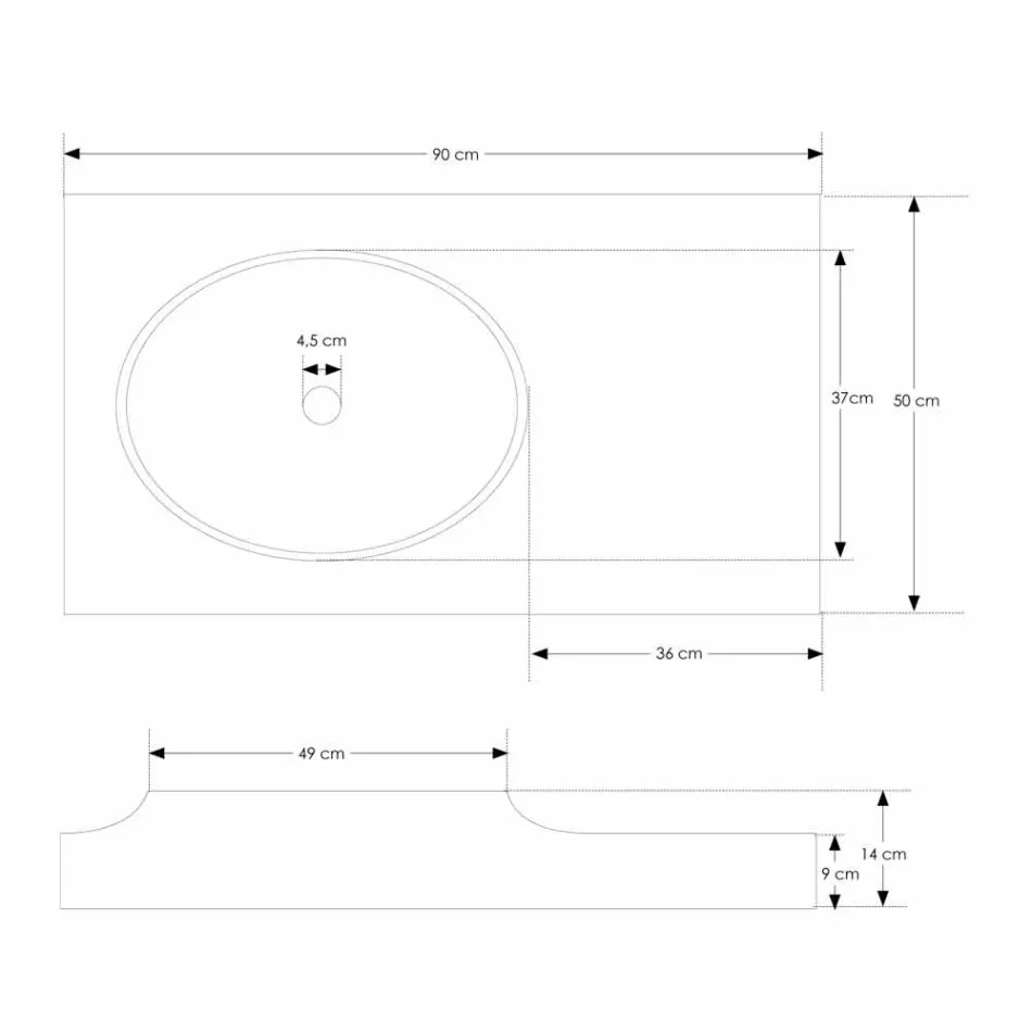 Sipërfaqja e ngurtë e pezulluar me lavaman Arona të integruar Viadurini