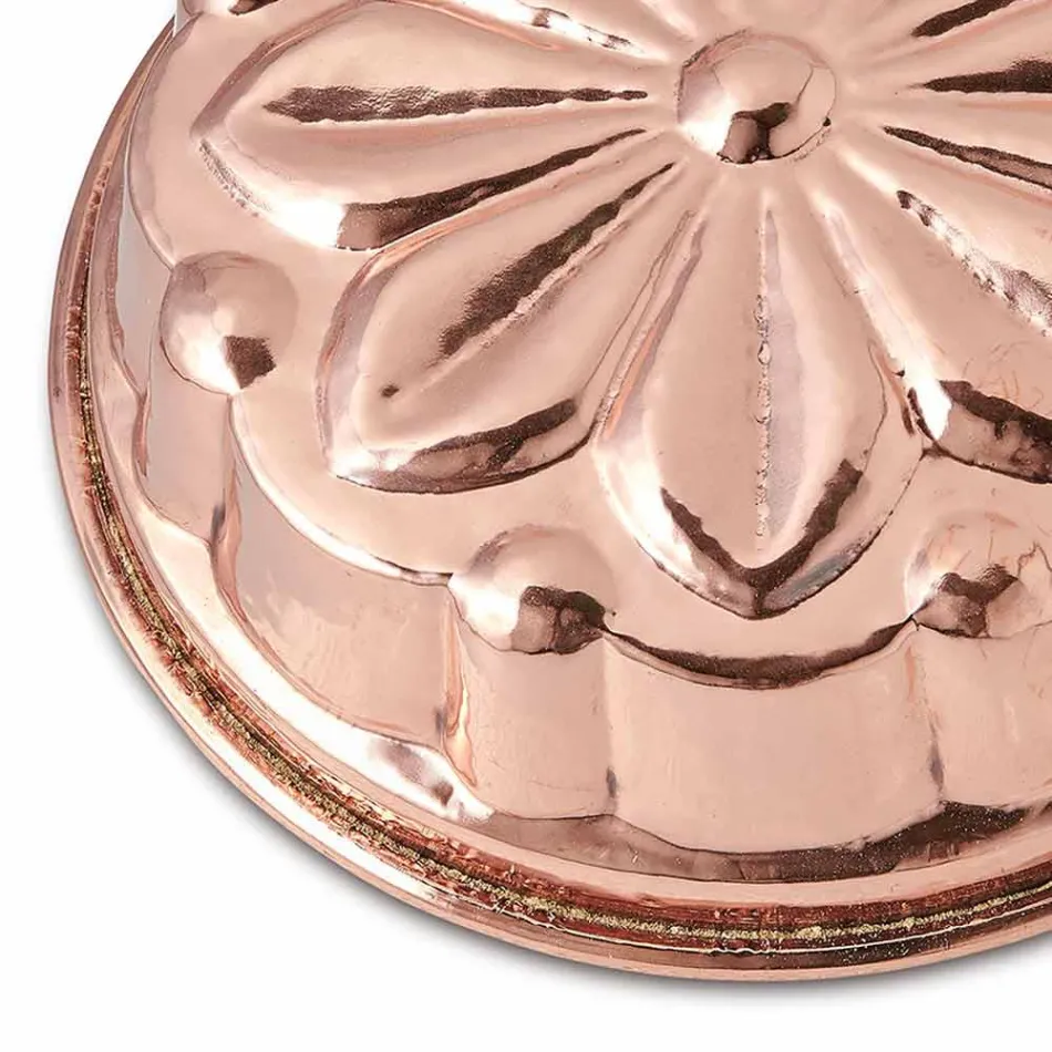 Tava e ëmbëlsirave të bakrit të konservuar me dorë të rrumbullakët me dekor lulesh 28 cm - Gianmattia Viadurini
