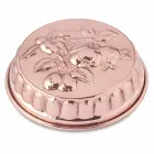 Tava e ëmbëlsirave prej bakri të konservuar me dorë dhe me dekorimin e frutave 28 cm - Gianmattia Viadurini