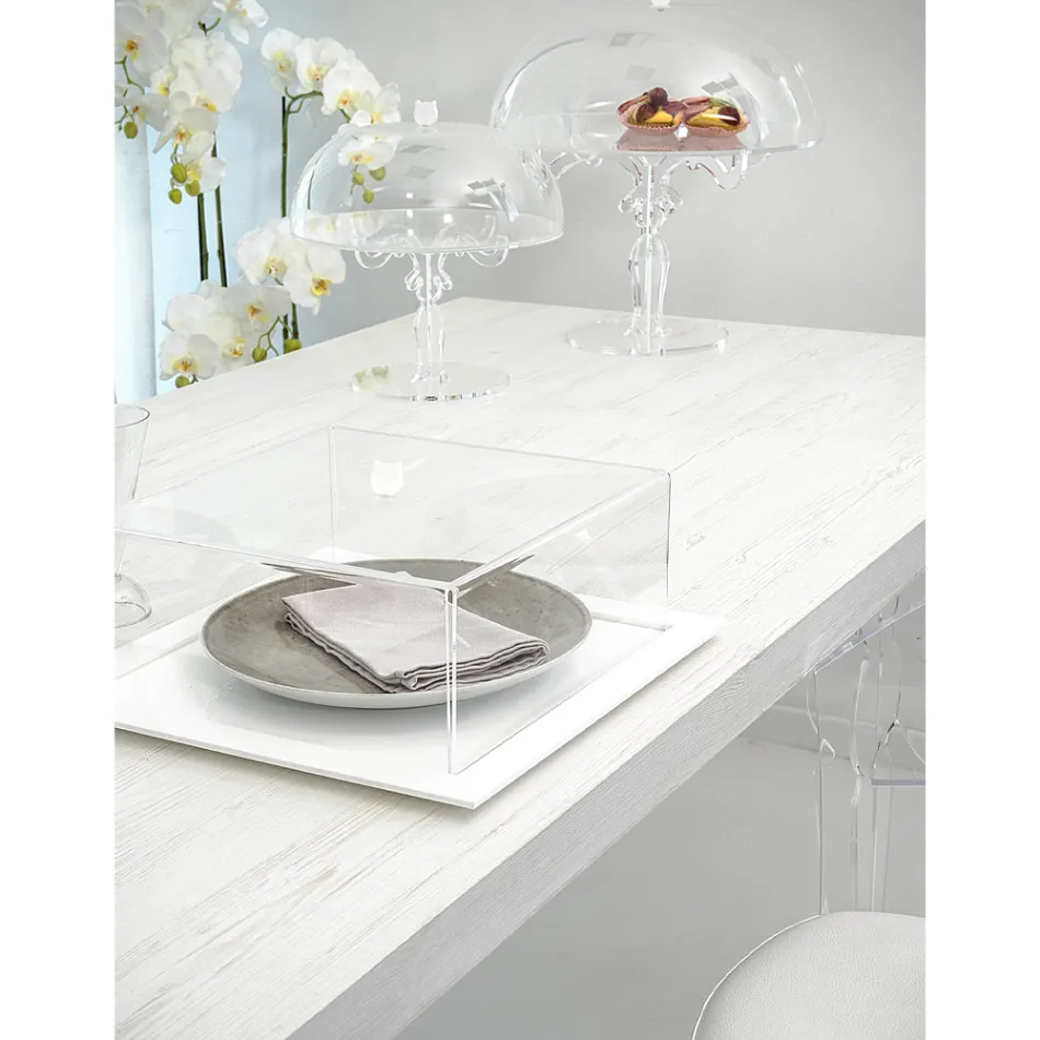 Tava Transparente e Tortës së Sheshit me Plexiglass Prodhuar në Itali 2 Madhësi - Crotone Viadurini