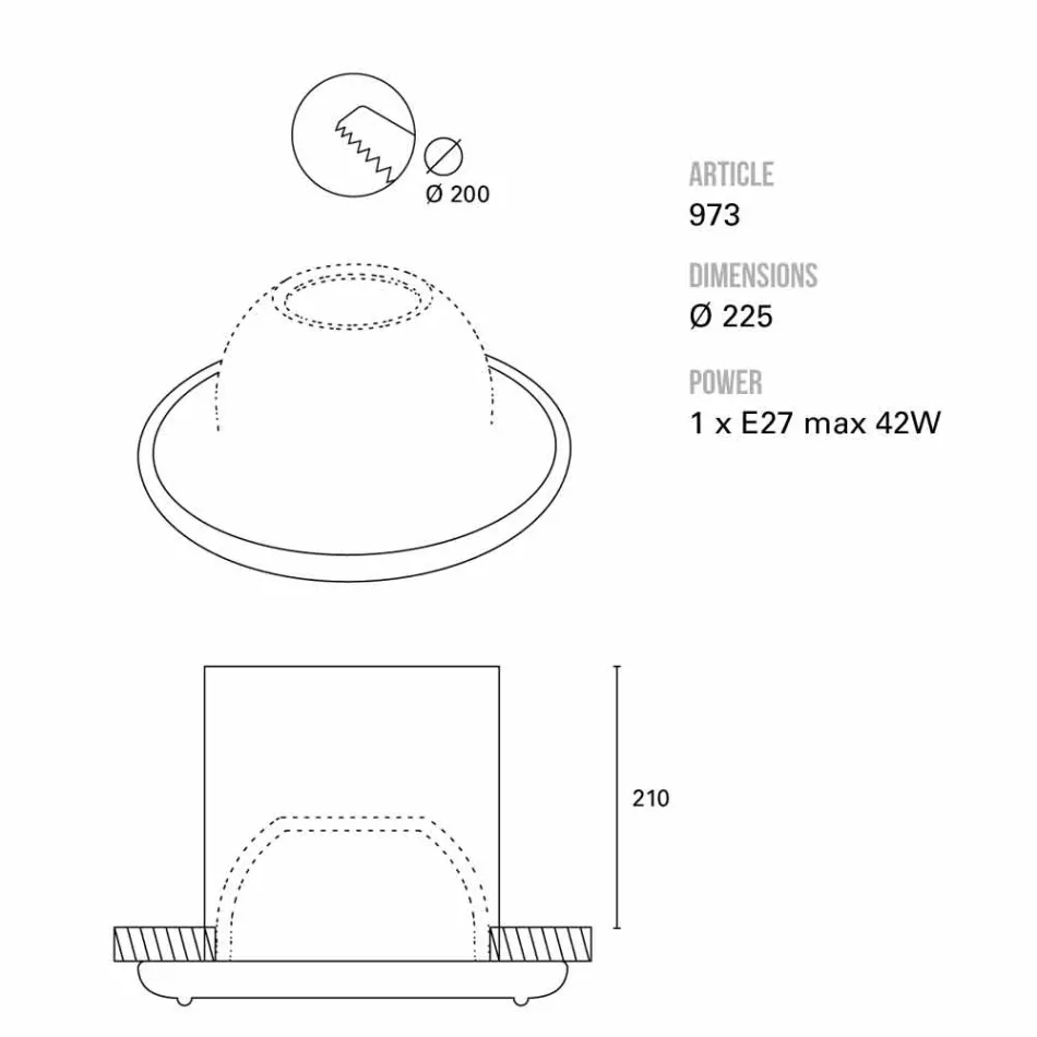 Toscot Battersea far i madh i brendshëm Ø22,5 cm i bërë në Toskan Viadurini