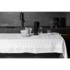 Mbulesa tavoline prej liri e bardhe me bordurë luksoze italiane - Tippel Viadurini