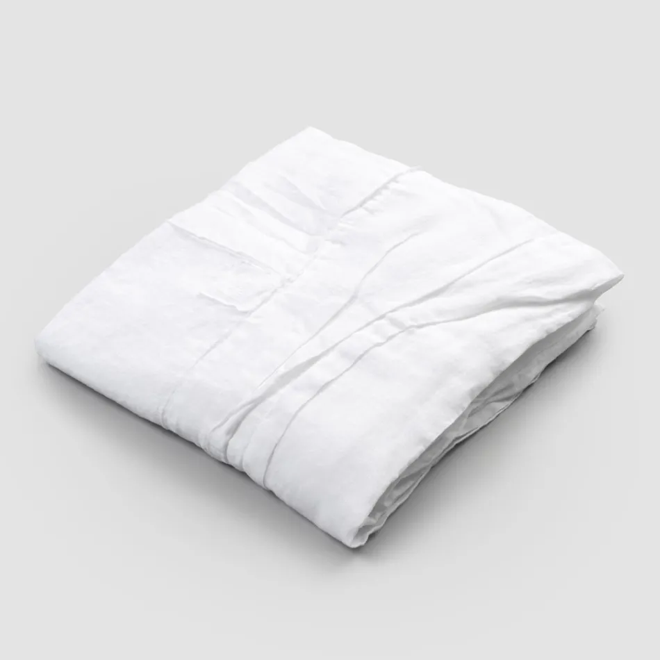 Mbulesa tavoline prej liri e bardhe me bordurë luksoze italiane - Tippel Viadurini