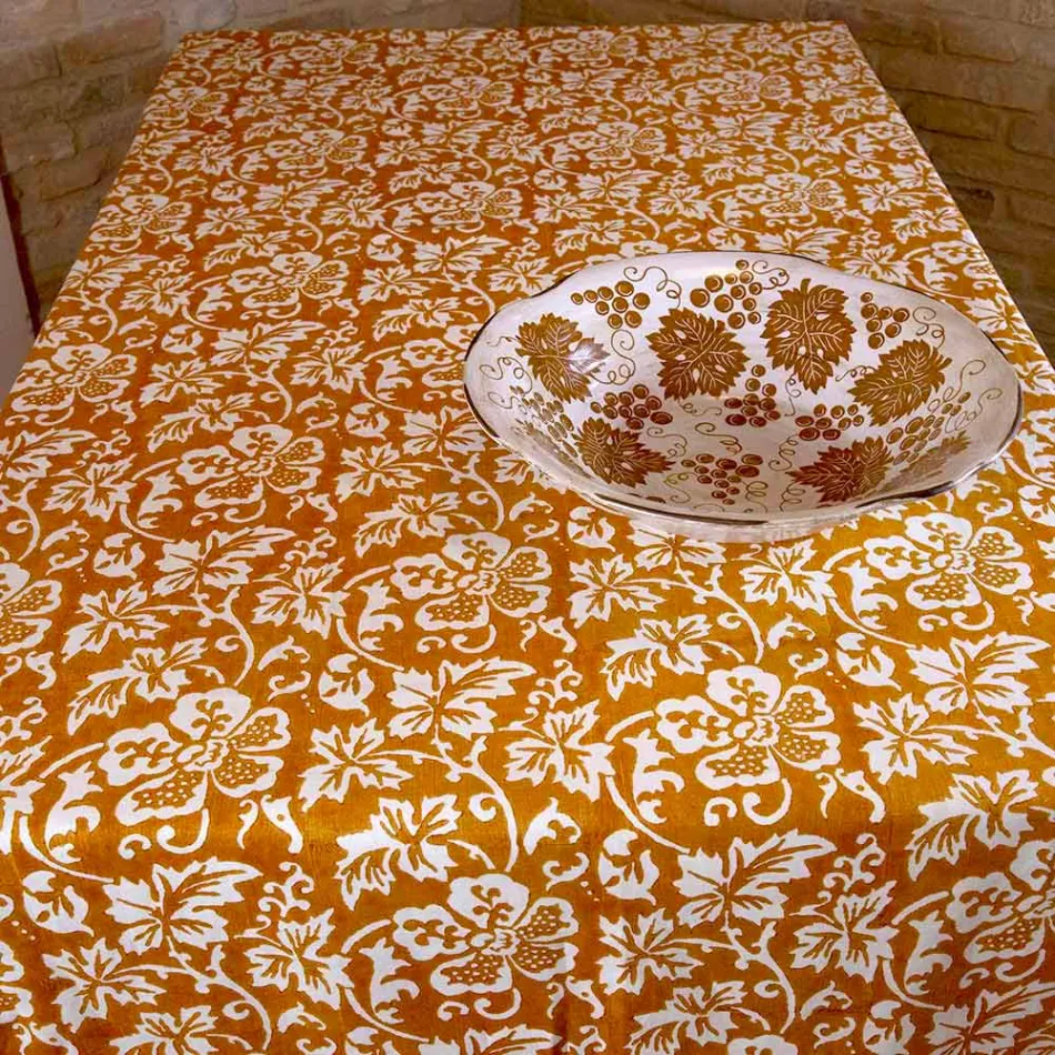 Mbulesë tavoline prej 100% italiane të punuar me dorë me një printim dore me një copë - marka Viadurini